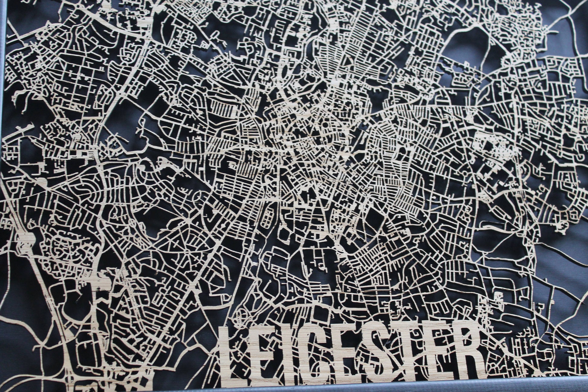 Leicester Wood Map Laser Cut Street Maps Wooden Map