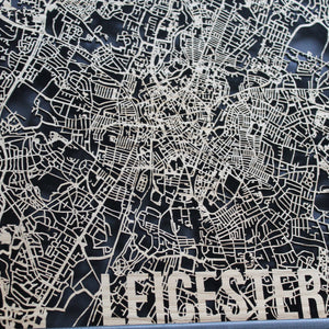 Leicester Wood Map Laser Cut Street Maps Wooden Map