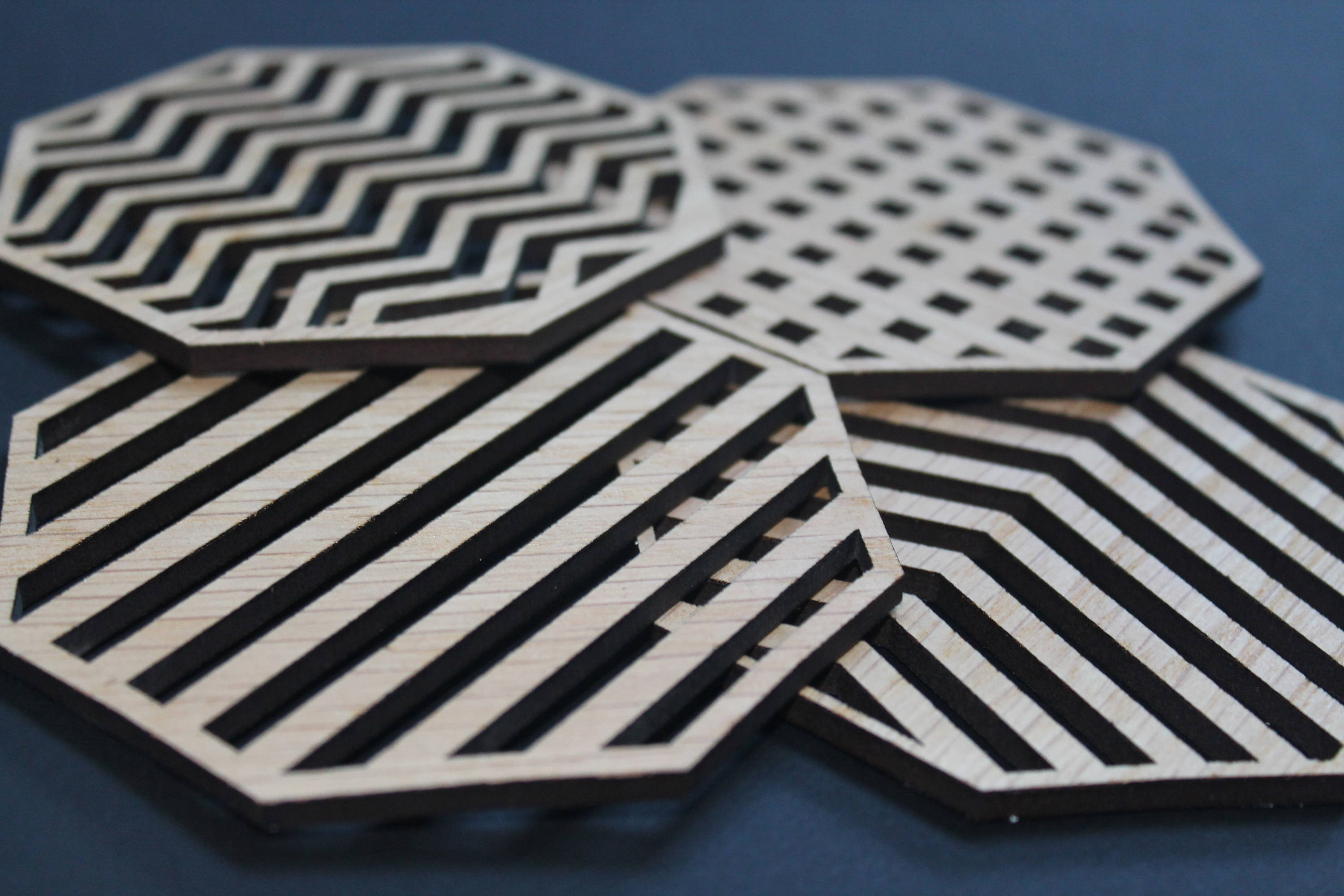 Geometric Lines - Laser Cut Coasters - Set of 4