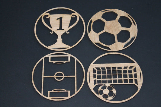 Football Soccer Coasters - Set of 4 -  Laser Cut