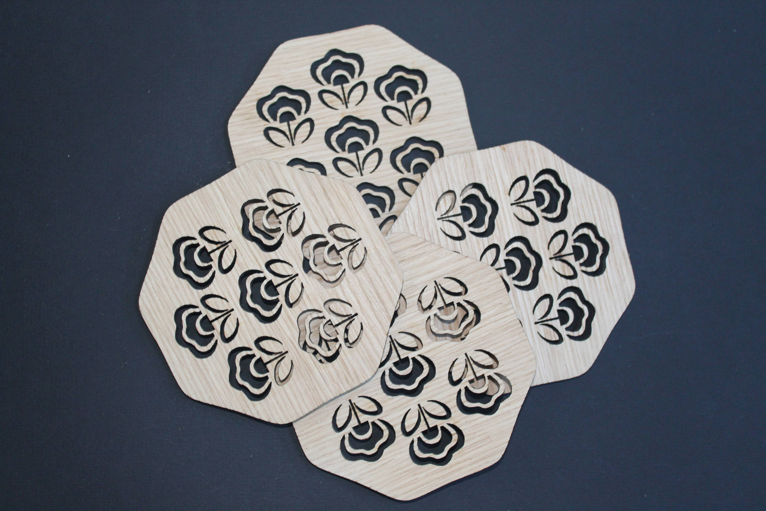 70s Flower Style Coasters Laser Cut Coasters Set of 4