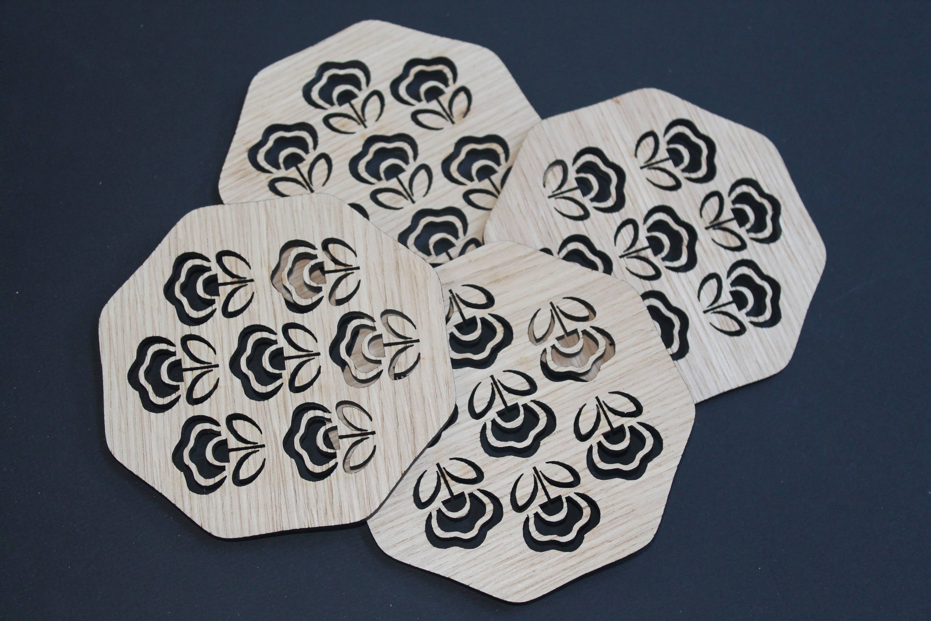70s Flower Style Coasters Laser Cut Coasters Set of 4