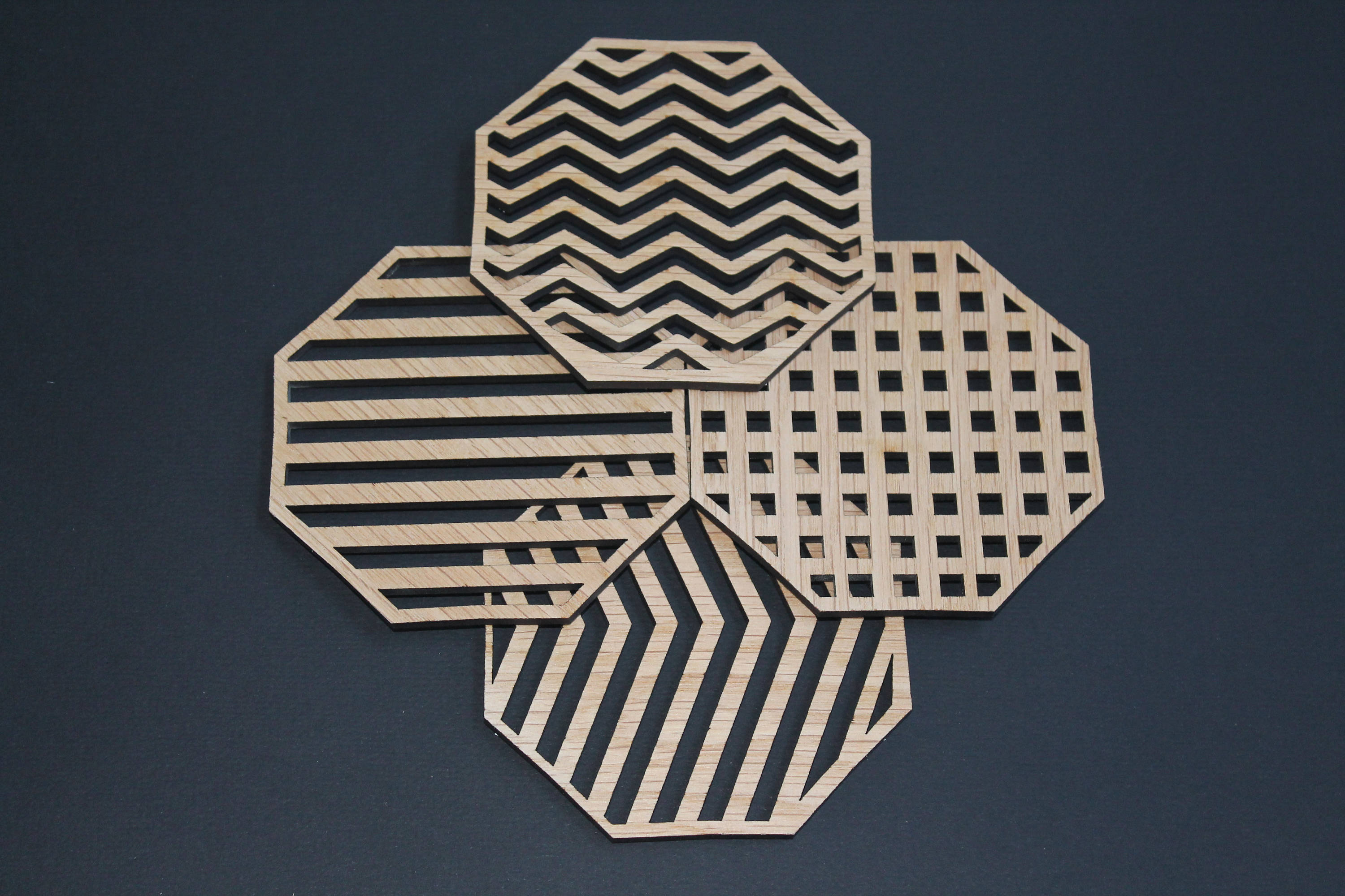 Geometric Lines - Laser Cut Coasters - Set of 4