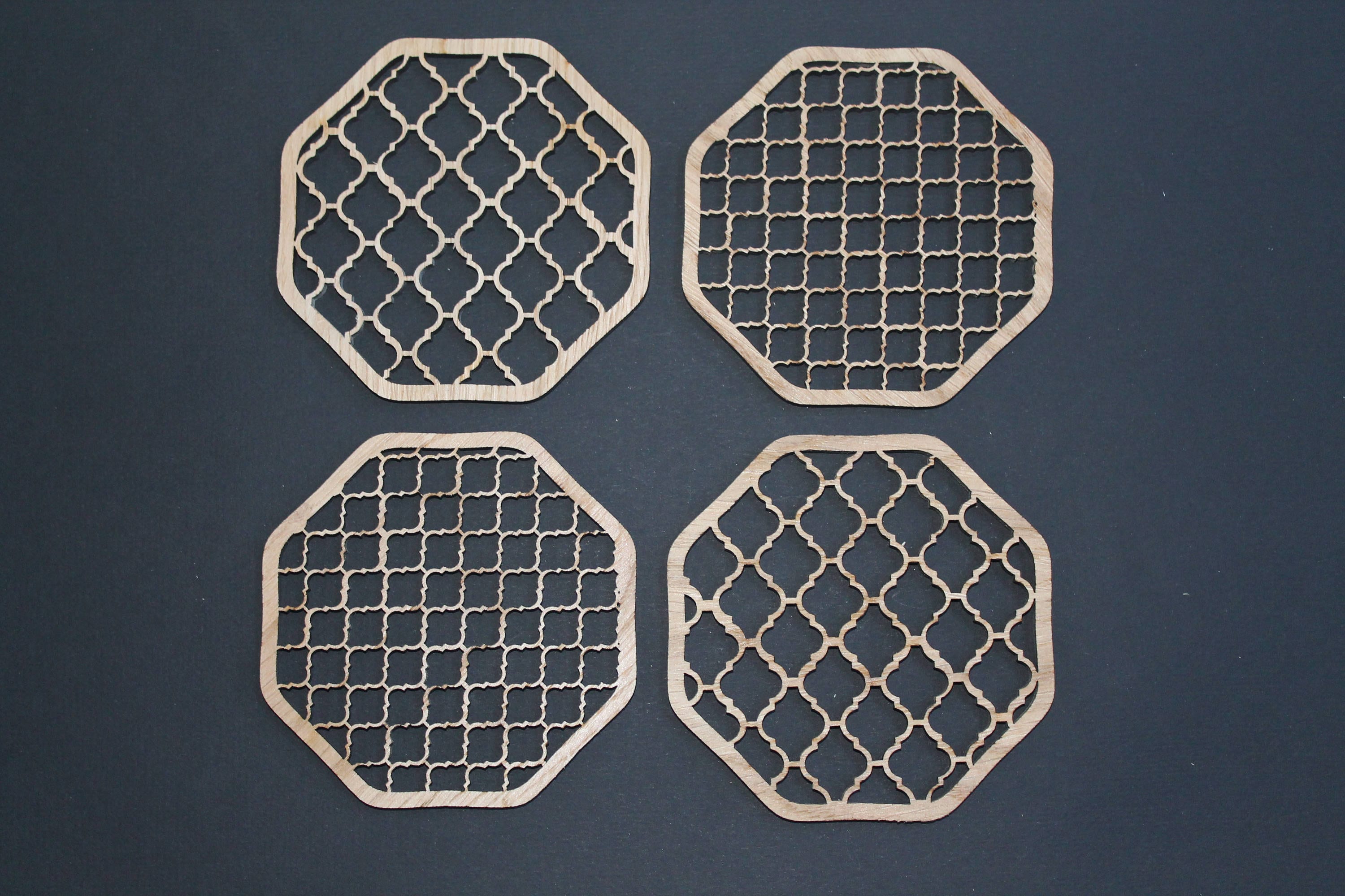 Moroccan Style Coasters - Set of 4 - Islamic Moroccan Patterns