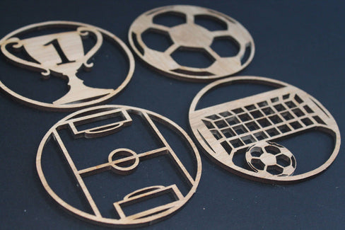 Football Soccer Coasters - Set of 4 -  Laser Cut