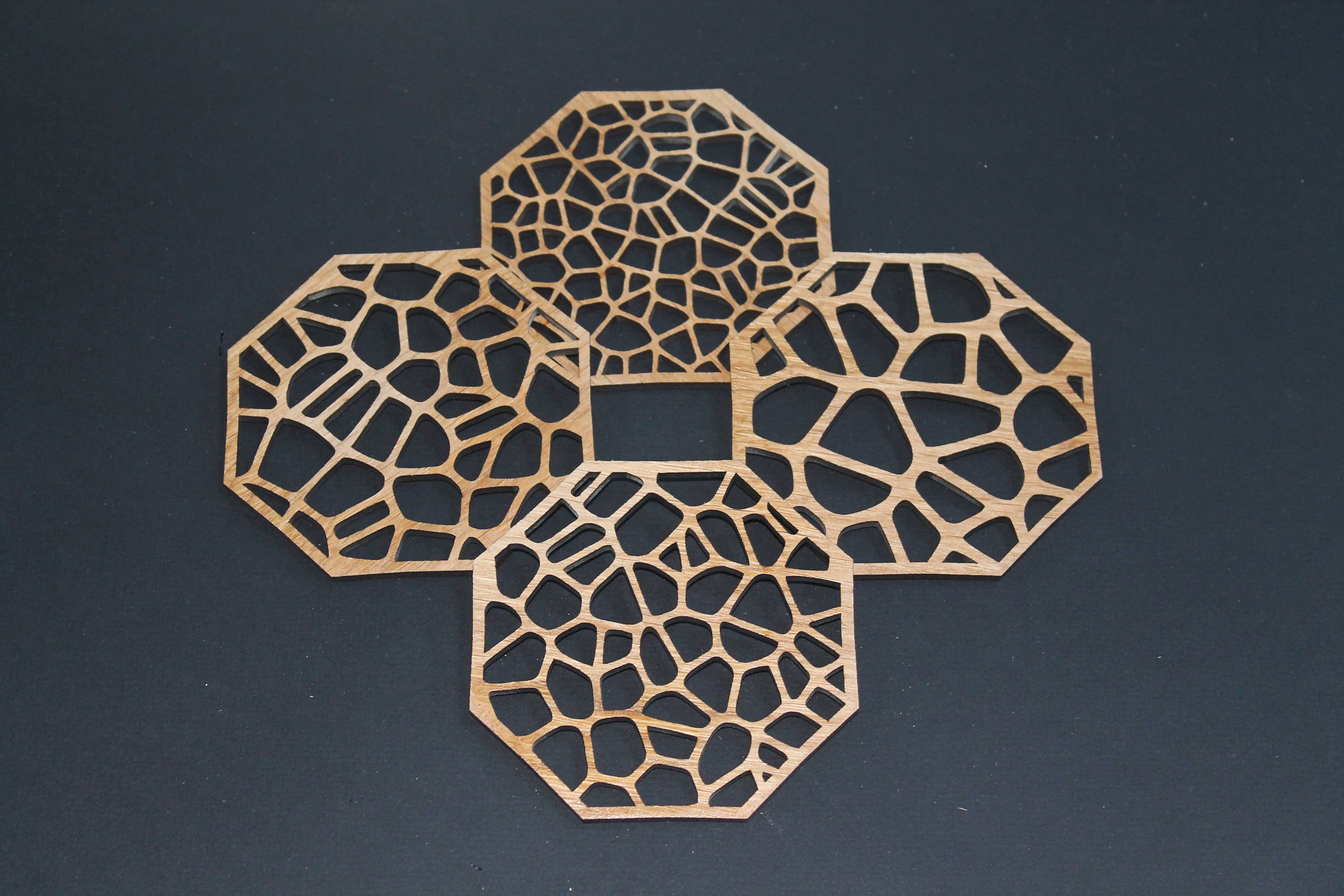 Voronoi Style Natural Pattern - Laser Cut Coasters - Set of 4