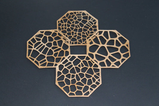 Voronoi Style Natural Pattern - Laser Cut Coasters - Set of 4