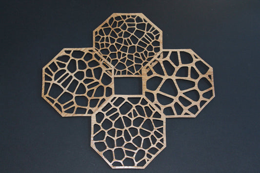 Voronoi Style Natural Pattern - Laser Cut Coasters - Set of 4