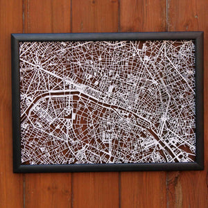 Paris Wood Map Laser Cut Street Maps Wooden Map