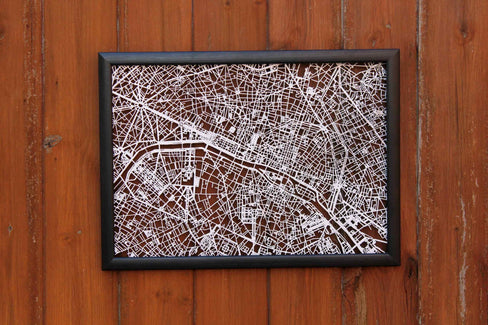 Paris Wood Map Laser Cut Street Maps Wooden Map