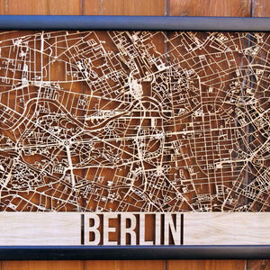Berlin Wood Map Laser Cut Street Maps Wooden Map