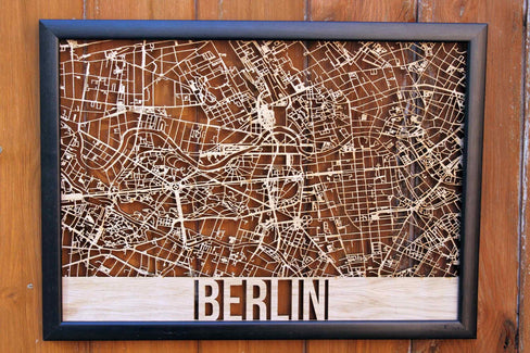 Berlin Wood Map Laser Cut Street Maps Wooden Map