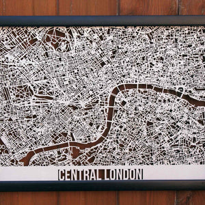 Central London Wood Map Laser Cut Street Maps Wooden Map