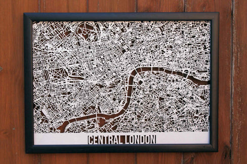 Central London Wood Map Laser Cut Street Maps Wooden Map