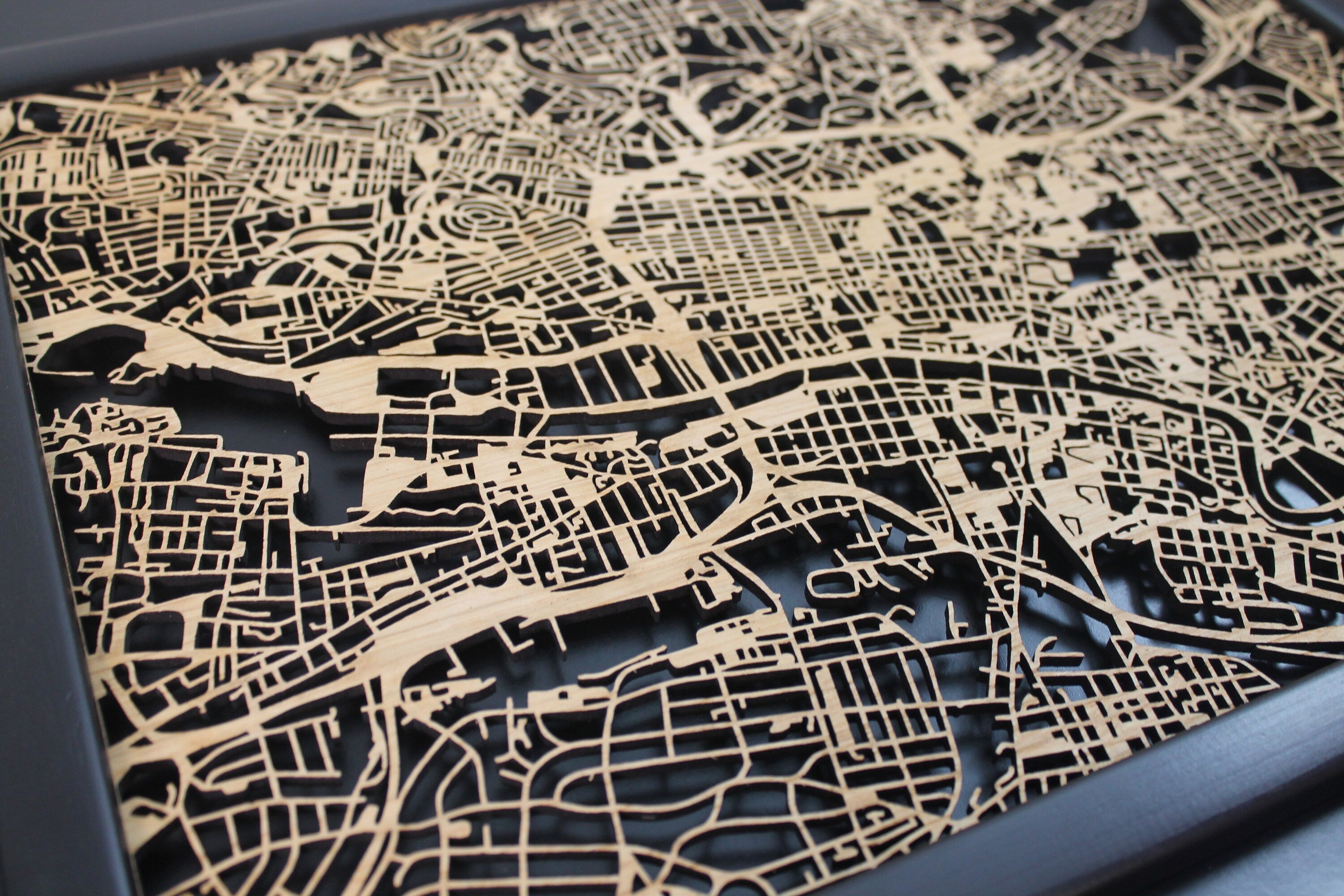 Glasgow Scotland Wood Map Laser Cut Street Maps Wooden Map