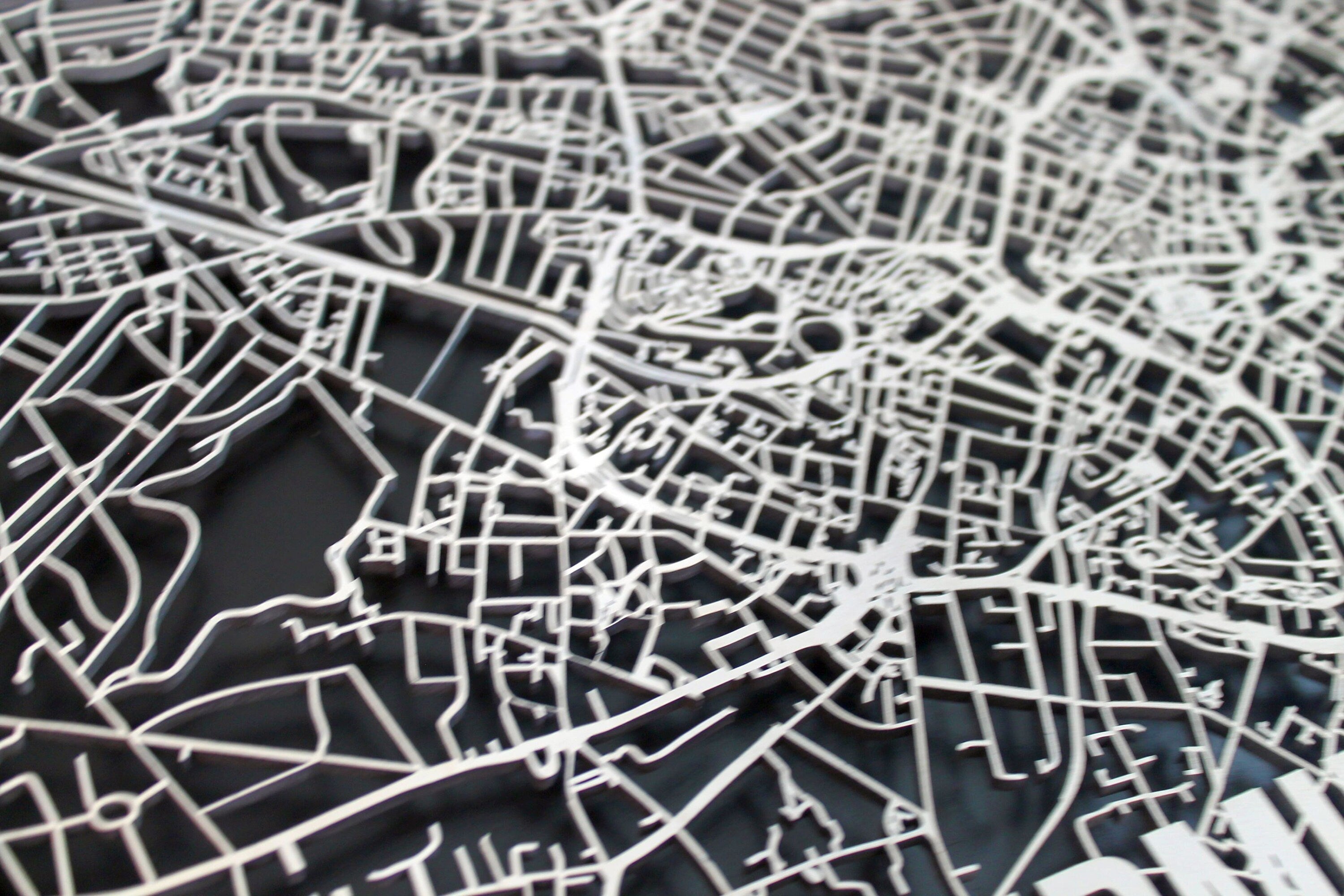 Birmingham Wood Map Laser Cut Street Maps Wooden Map