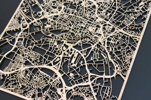 Leeds Laser Cut Street Maps Wooden Map