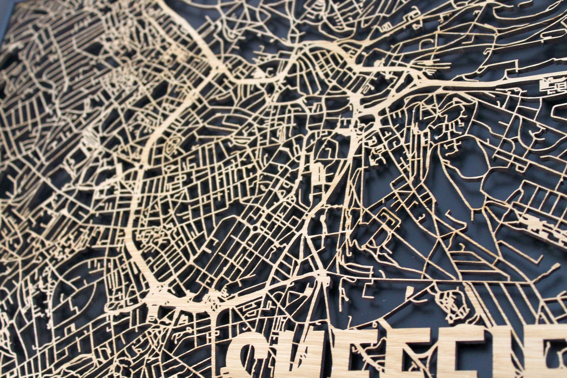 Sheffield Wood Map Laser Cut Street Maps Wooden Map