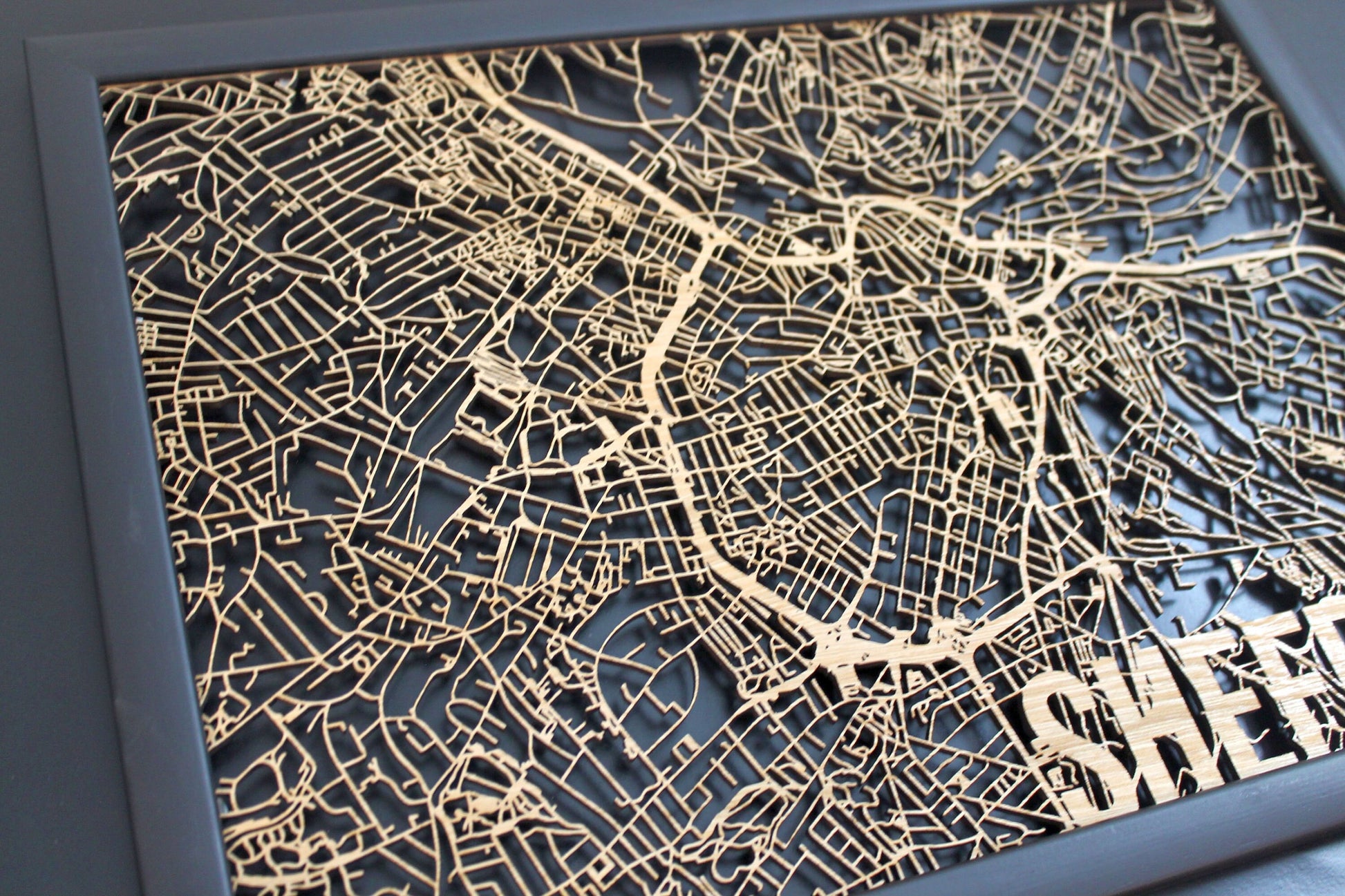 Sheffield Wood Map Laser Cut Street Maps Wooden Map