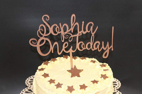 One Today Cake Topper Wood Custom Personalised Name and is Age Solid Wood Luxury Premium Topper Keepsake