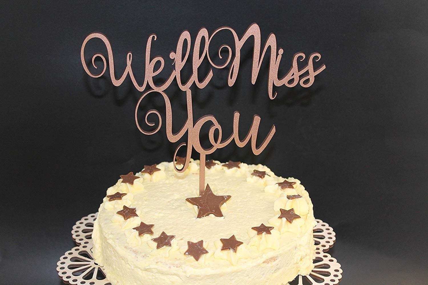 We'll Miss You Cake Topper Wood Custom Personalised Name and is Age Solid Wood Luxury Premium Topper Keepsake Retirement Leaving Gift