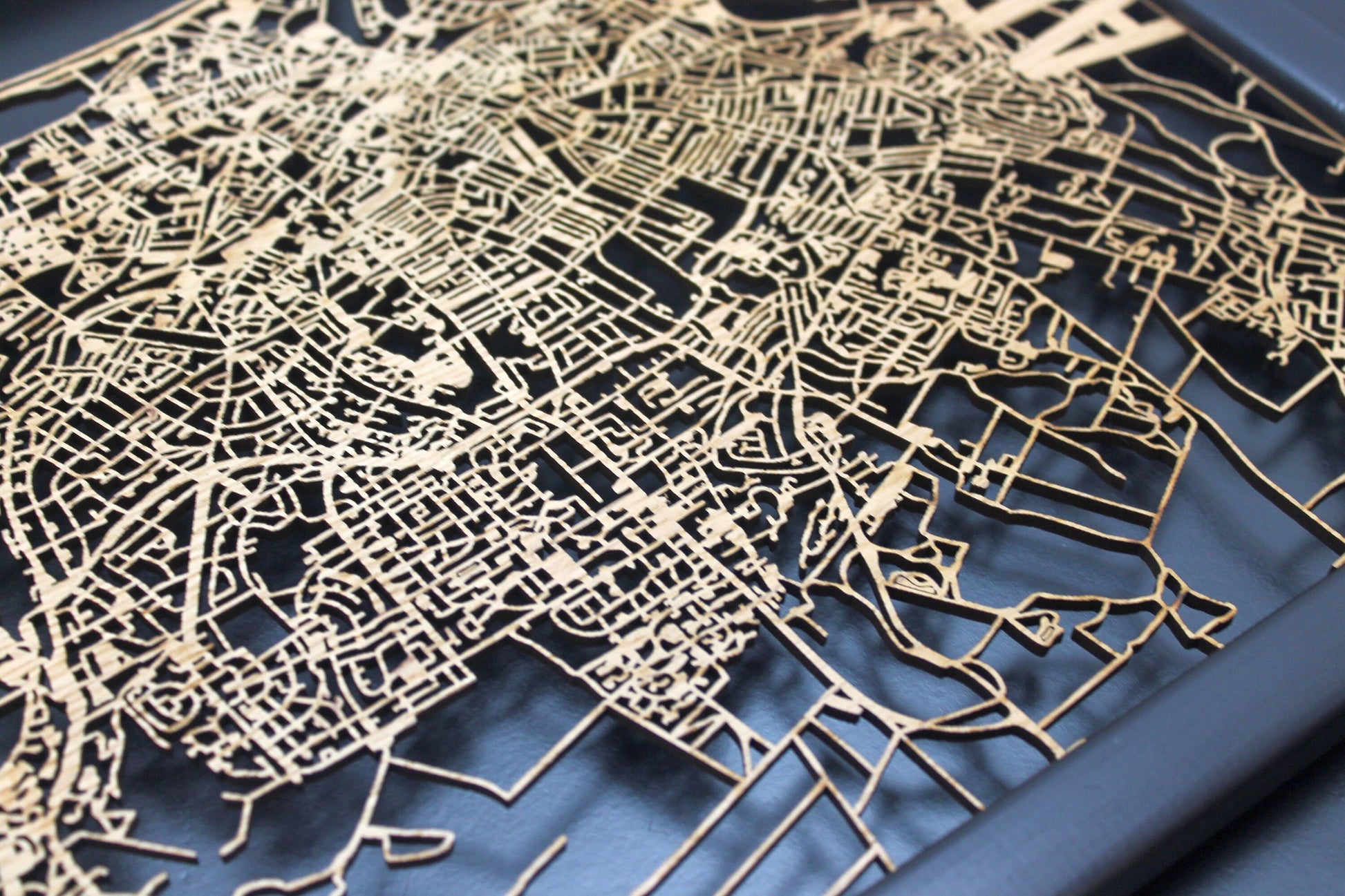 Aberdeen Wood Map Laser Cut Street Maps Wooden Map