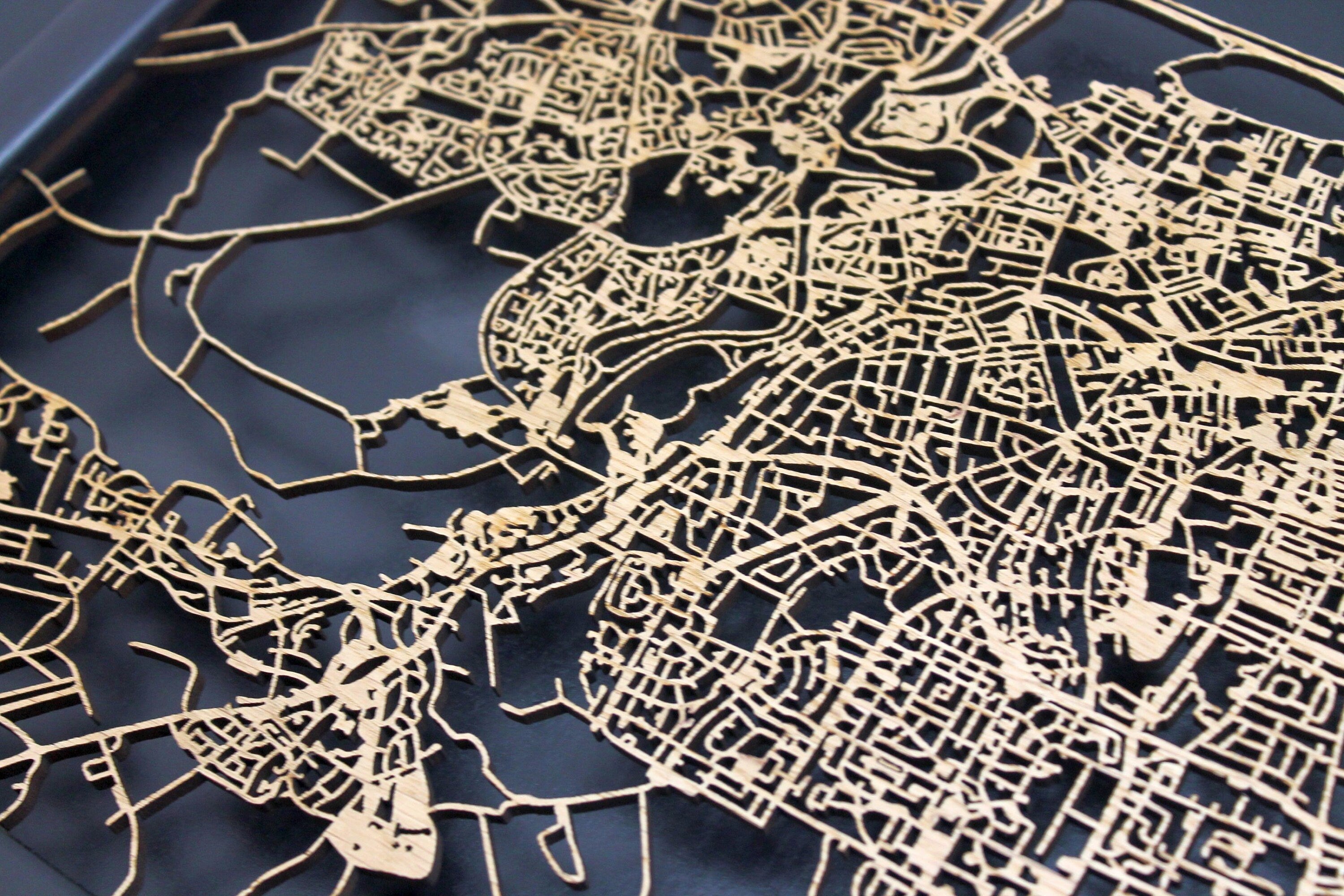 Aberdeen Wood Map Laser Cut Street Maps Wooden Map