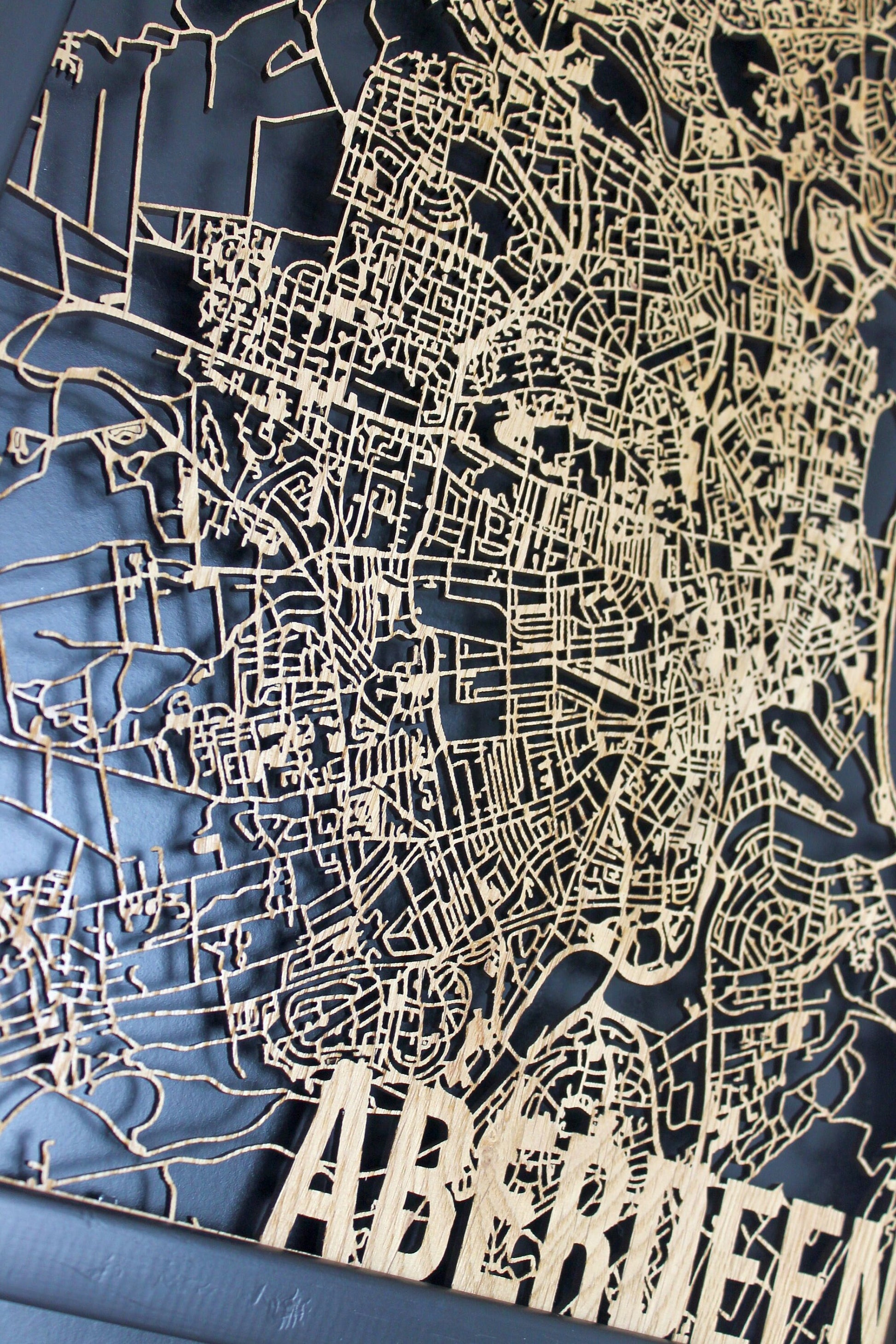 Aberdeen Wood Map Laser Cut Street Maps Wooden Map