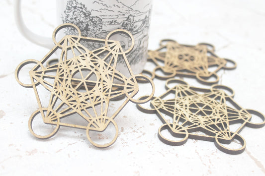 Metatron's Cube - Sacred Geometry - Laser Cut Coasters Set of 4