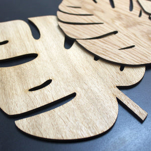 Monstera Leaf, Palm Leave Natural Placemats Set Laser Cut Set of 4