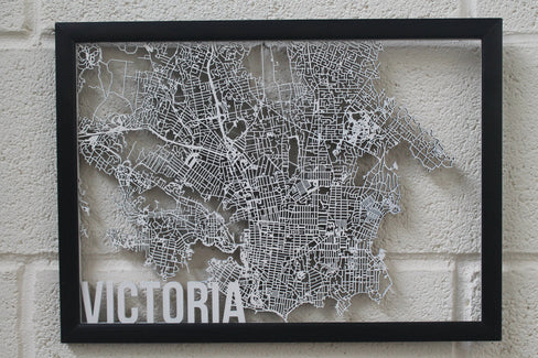 Victoria Canada Wood Map Laser Cut Street Maps Wooden Map