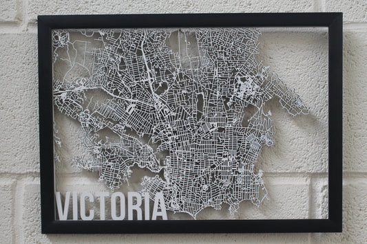 Victoria Canada Wood Map Laser Cut Street Maps Wooden Map