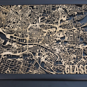 Glasgow Scotland Wood Map Laser Cut Street Maps Wooden Map