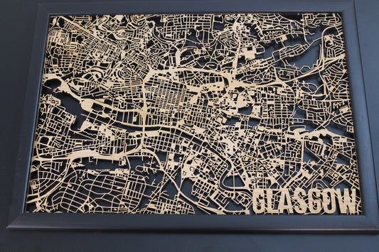 Glasgow Scotland Wood Map Laser Cut Street Maps Wooden Map