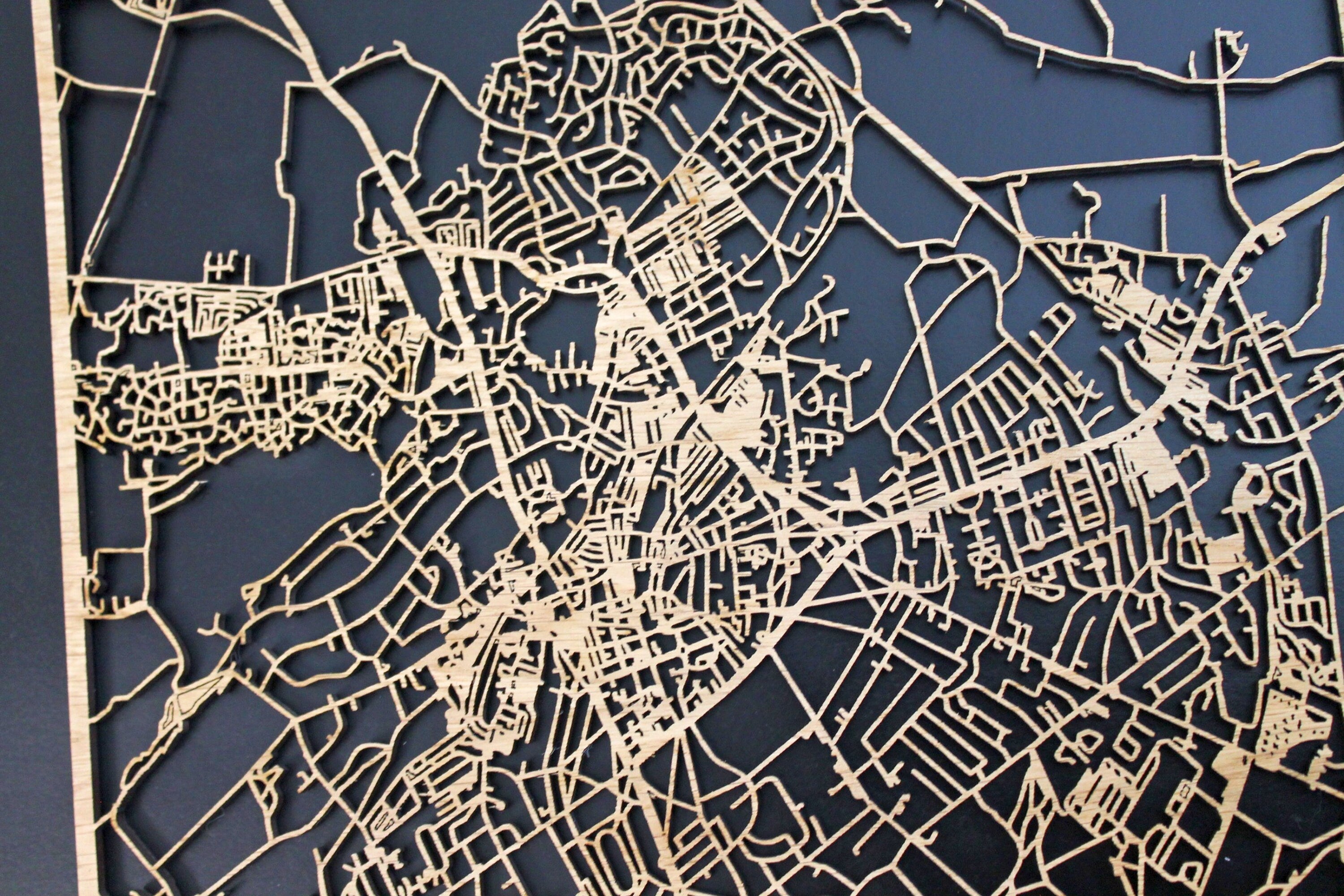 Harrogate Laser Cut Street Maps Wooden Map