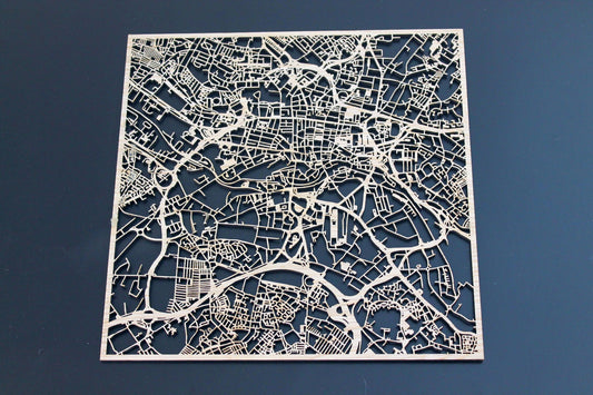 Leeds Laser Cut Street Maps Wooden Map