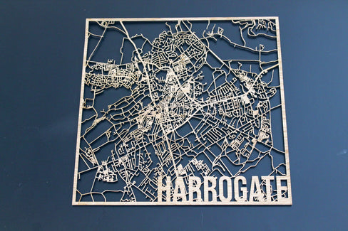 Harrogate Laser Cut Street Maps Wooden Map