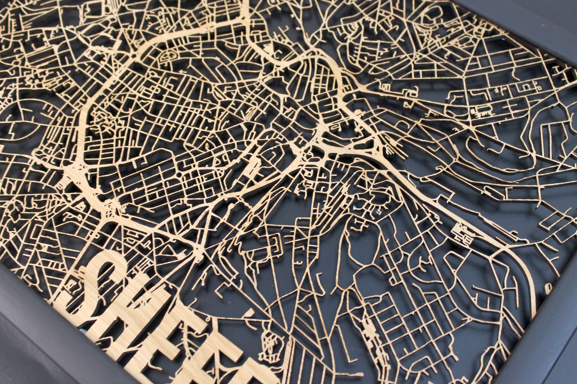 Sheffield Wood Map Laser Cut Street Maps Wooden Map