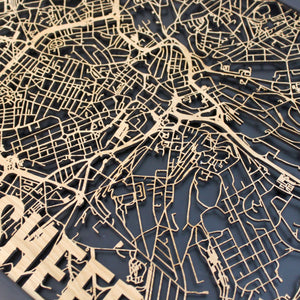 Sheffield Wood Map Laser Cut Street Maps Wooden Map