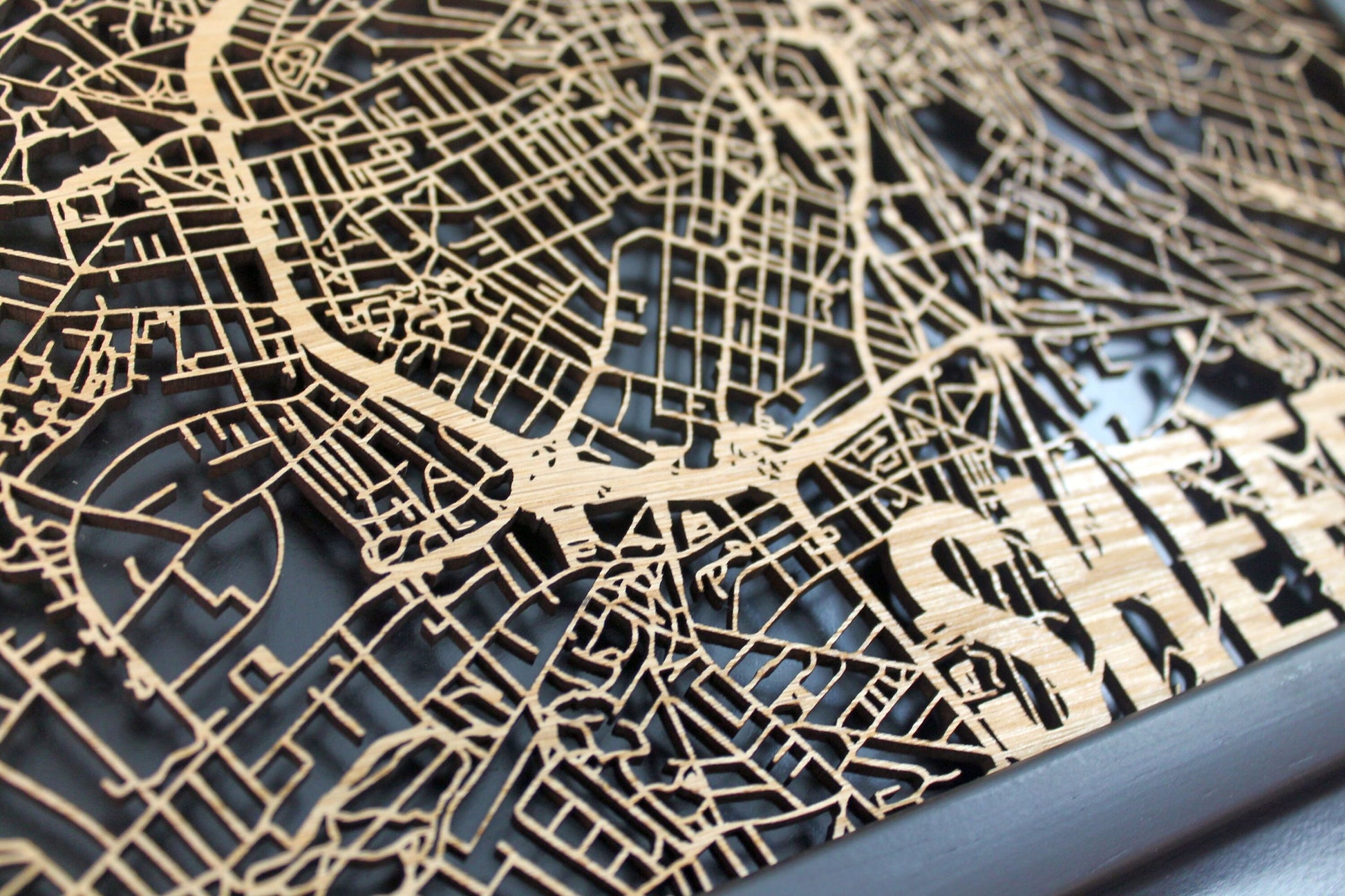 Sheffield Wood Map Laser Cut Street Maps Wooden Map