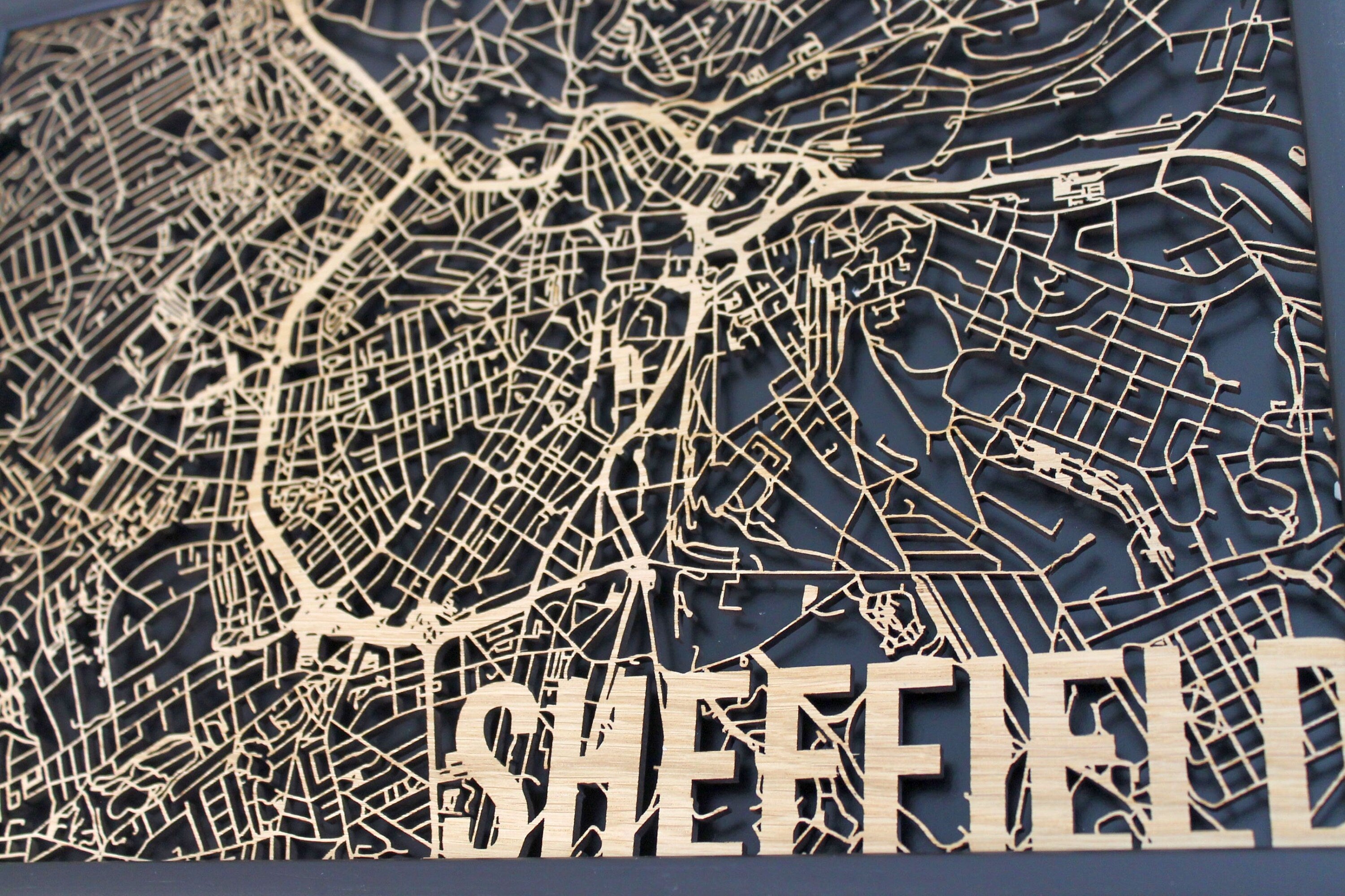Sheffield Wood Map Laser Cut Street Maps Wooden Map