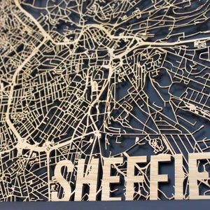 Sheffield Wood Map Laser Cut Street Maps Wooden Map