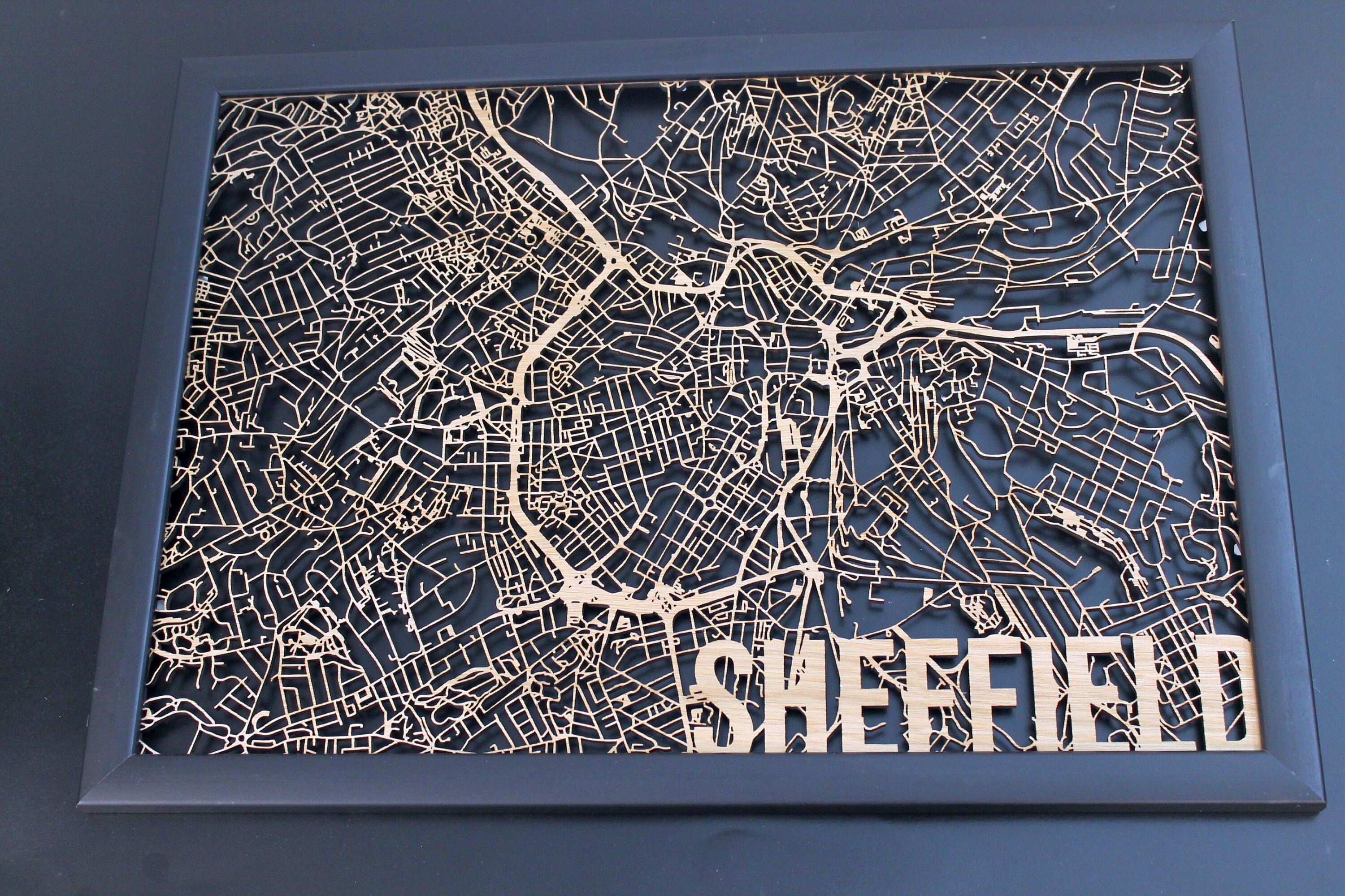 Sheffield Wood Map Laser Cut Street Maps Wooden Map