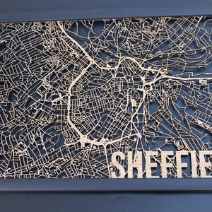 Sheffield Wood Map Laser Cut Street Maps Wooden Map