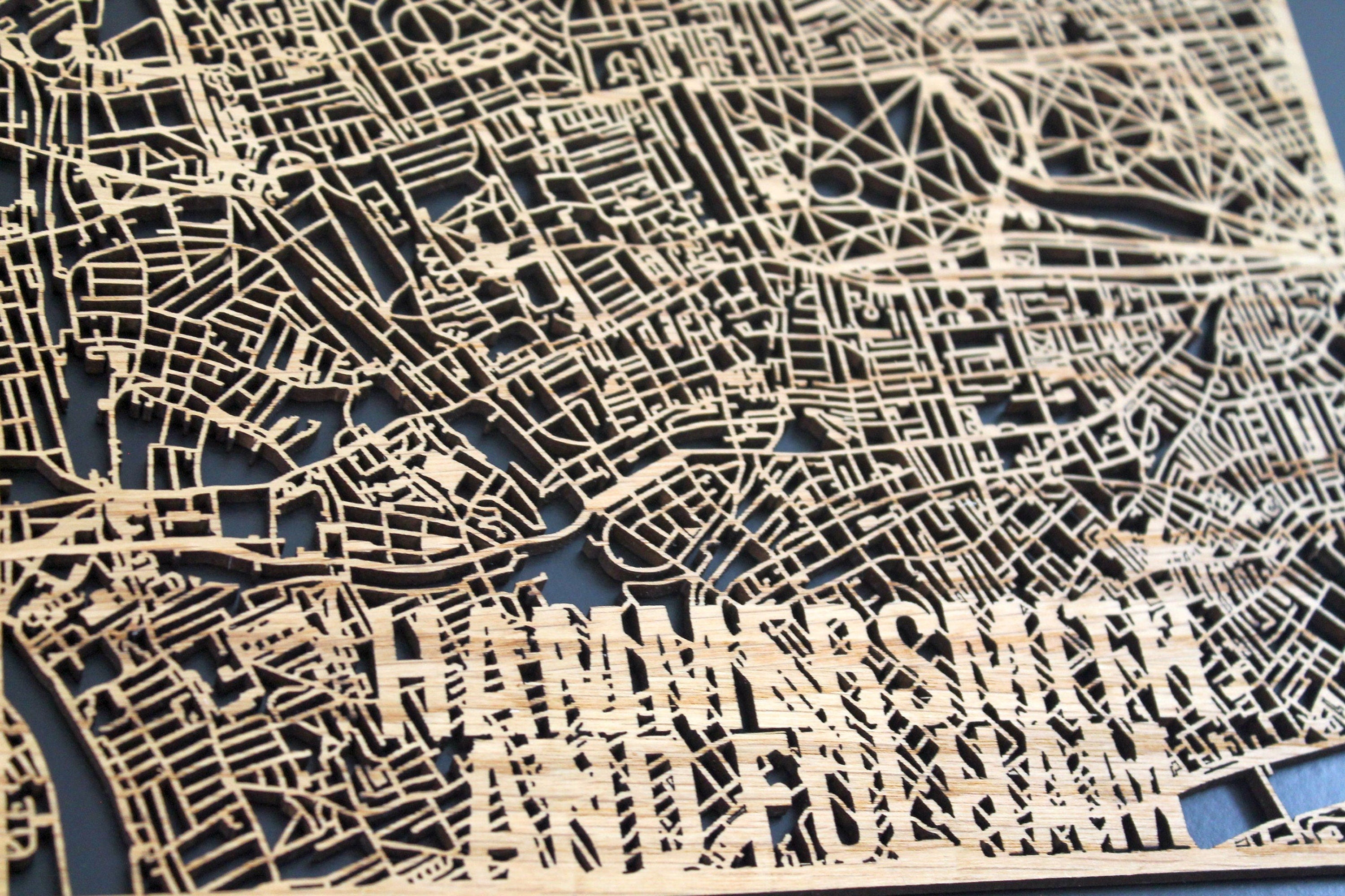 Hammersmith and Fulham Wood Map Laser Cut Street Maps Wooden Map