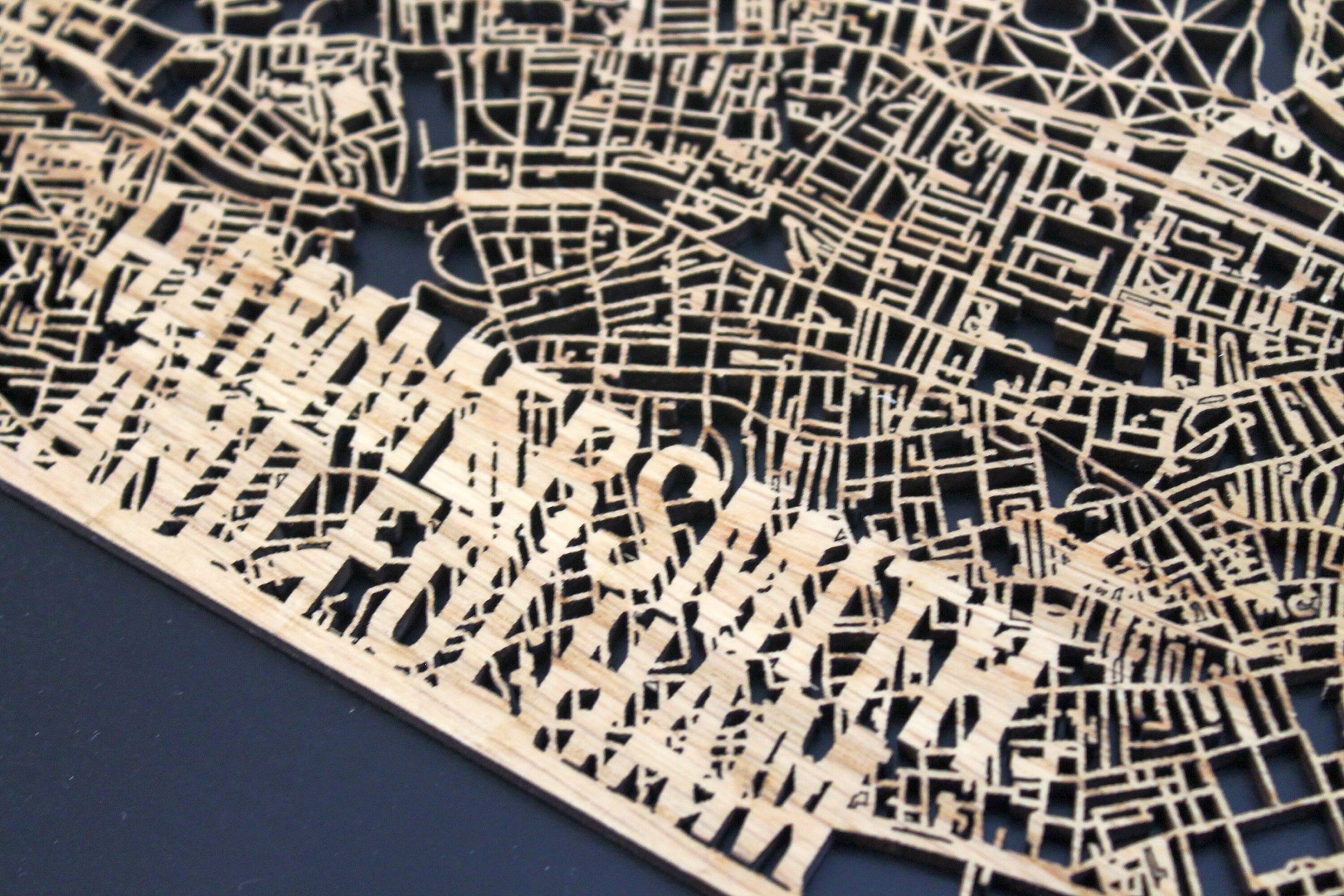 Hammersmith and Fulham Wood Map Laser Cut Street Maps Wooden Map