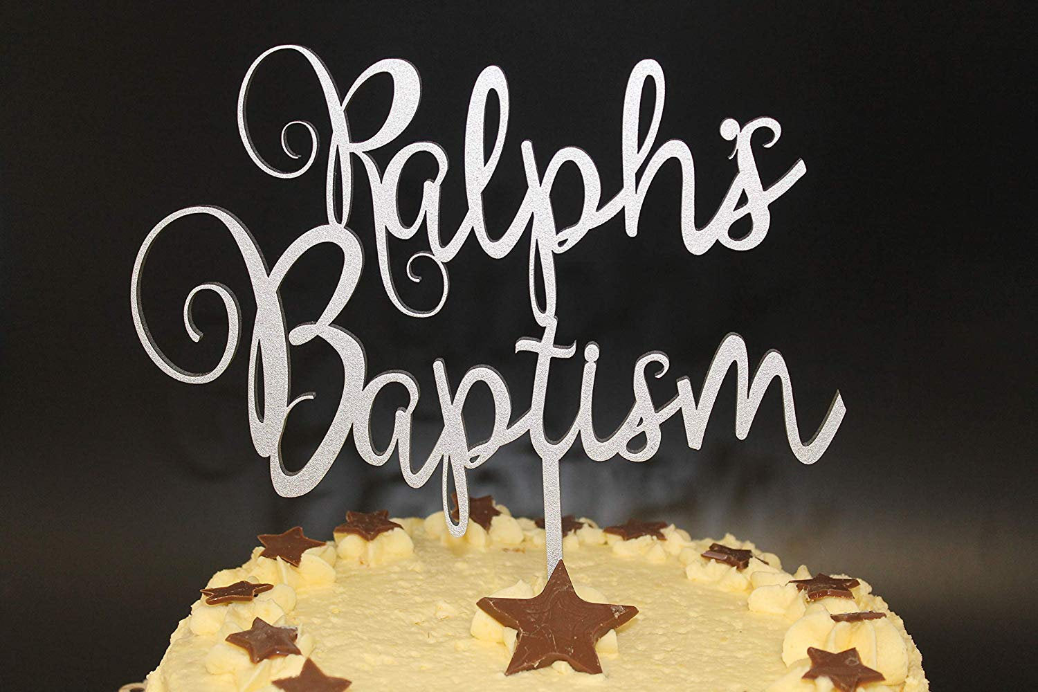 Cake Topper Wood Baptism Custom Personalised Solid Wood Luxury Premium Topper Keepsake