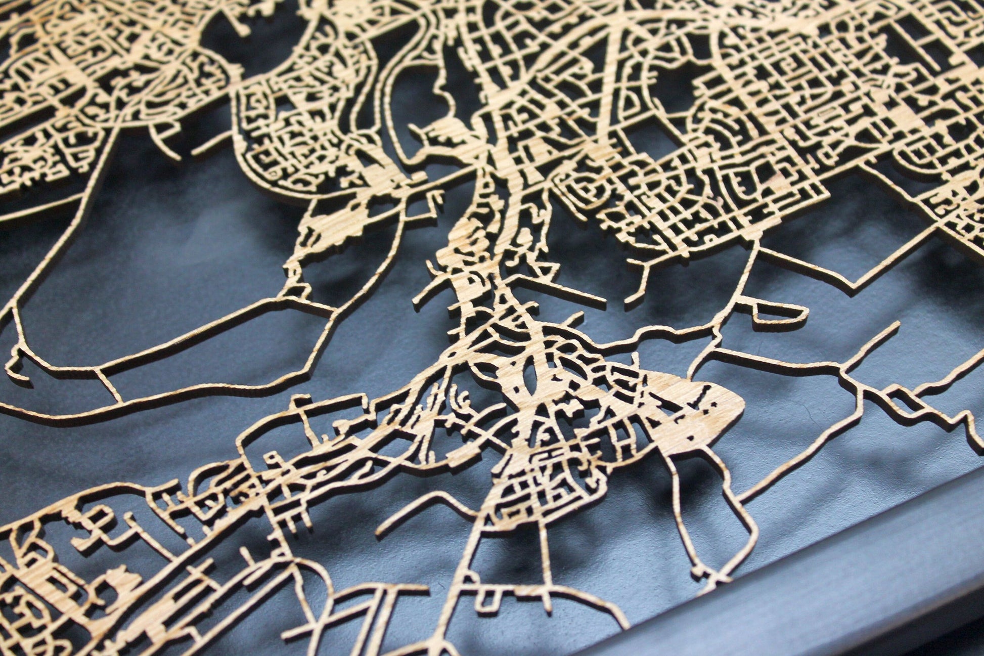 Aberdeen Wood Map Laser Cut Street Maps Wooden Map