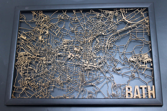 Bath Wood Map Laser Cut Street Maps Wooden Map