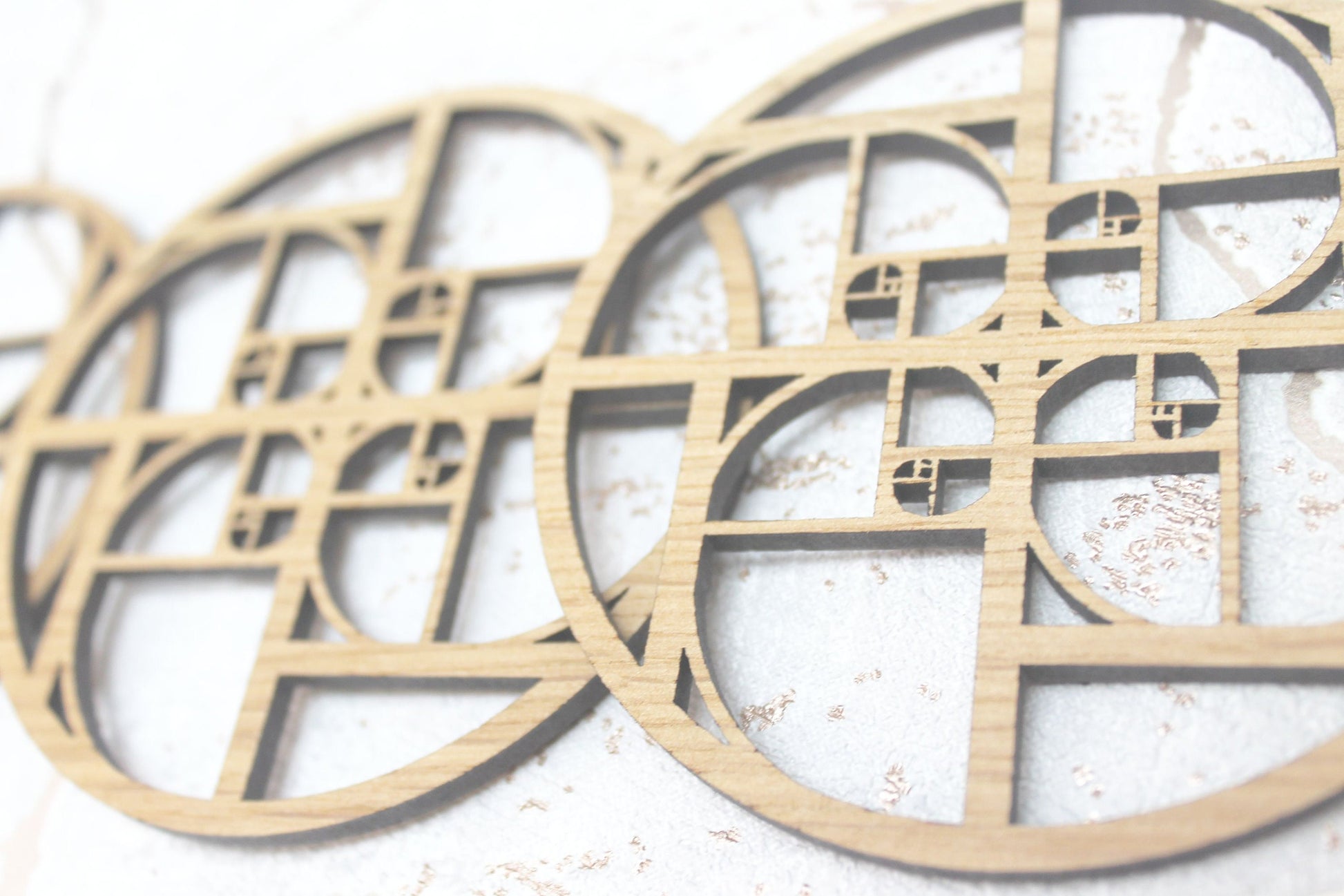 Fibonacci Golden Ratio Phi Sacred Geometry Laser Cut Coasters Set of 4